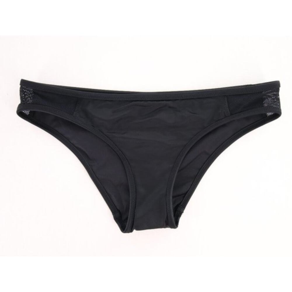 Lands' End Sport Low-Waist Bikini Bottom w/ Mesh insert | Black | sz 8 NEW!
